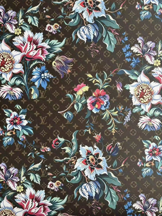 Flower LV Designer Fabric Sneakerhead Leather Car Upholstery Sewing Projects - mingfabricstore