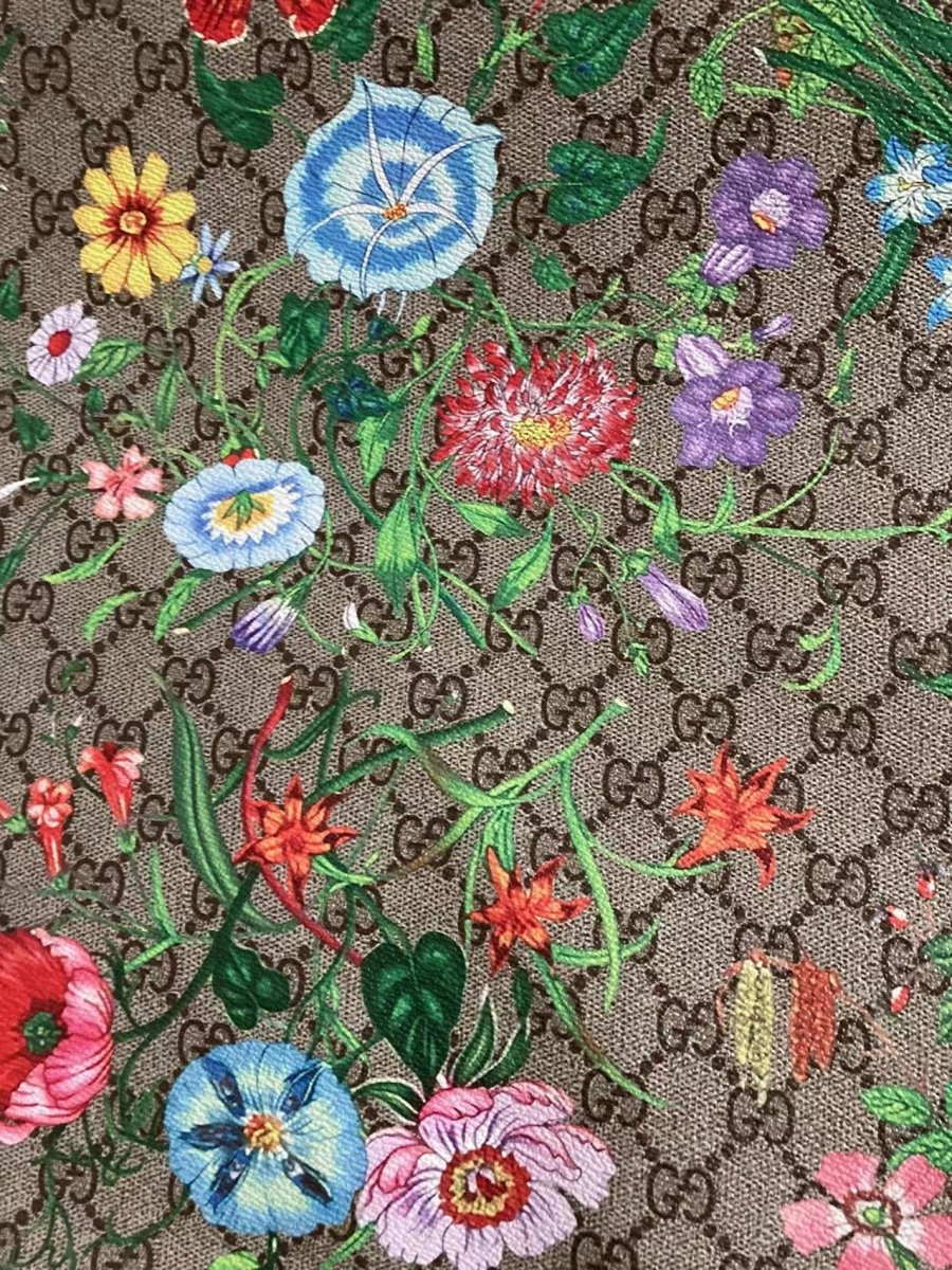 Flowers Forrest Gucci Classic Designer Leather Fabric for Custom Sneakers - mingfabricstore
