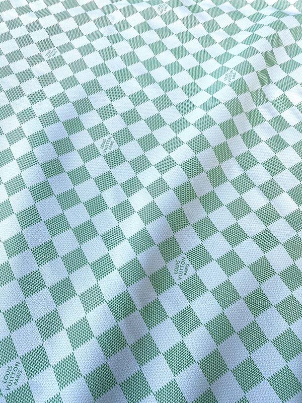 Fresh Green Damier LV Wallet Leather Custom Designer Fabric - mingfabricstore