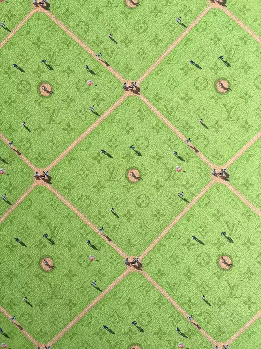 Fresh Green Louis Vuitton Baseball Leather Sheet Designer Fabric for DIY Upholstery Sneaker - mingfabricstore