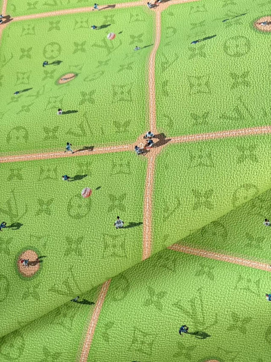 Fresh Green Louis Vuitton Baseball Leather Sheet Designer Fabric for DIY Upholstery Sneaker - mingfabricstore