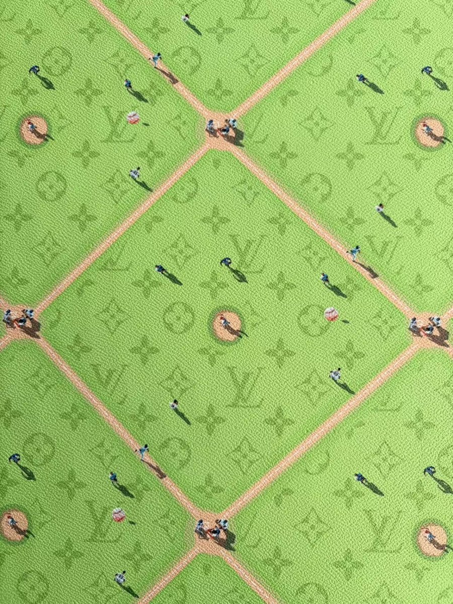 Fresh Green Louis Vuitton Baseball Leather Sheet Designer Fabric for DIY Upholstery Sneaker - mingfabricstore