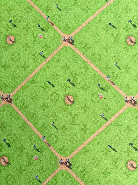 Fresh Green Louis Vuitton Baseball Leather Sheet Designer Fabric for DIY Upholstery Sneaker - mingfabricstore