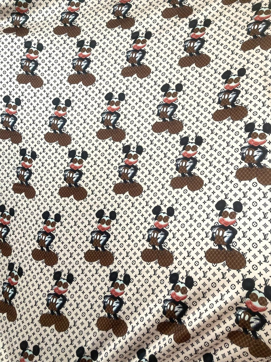 GG Mickey Soft Skin Satin Fabric for Pajama Custom - mingfabricstore