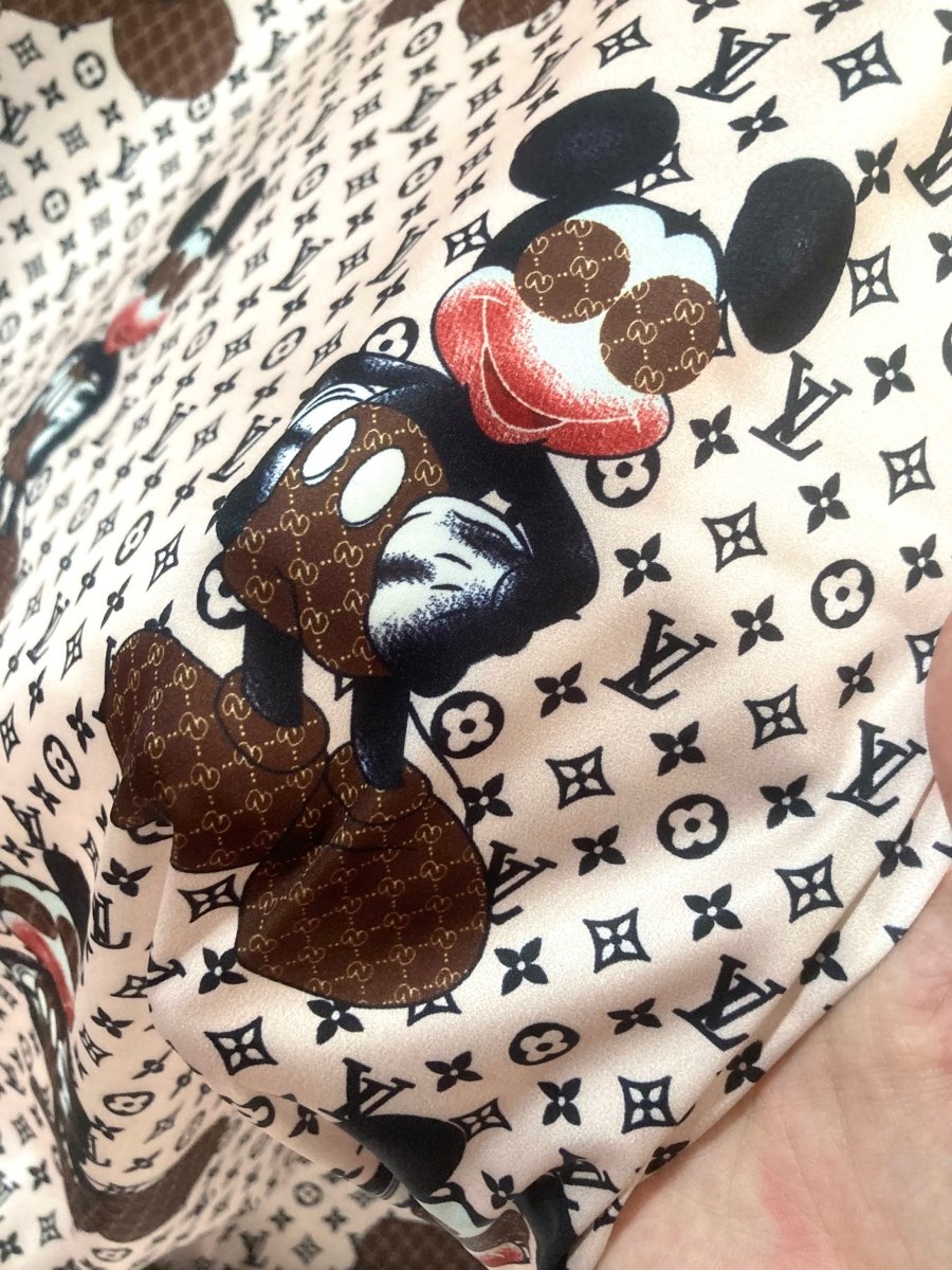 GG Mickey Soft Skin Satin Fabric for Pajama Custom - mingfabricstore