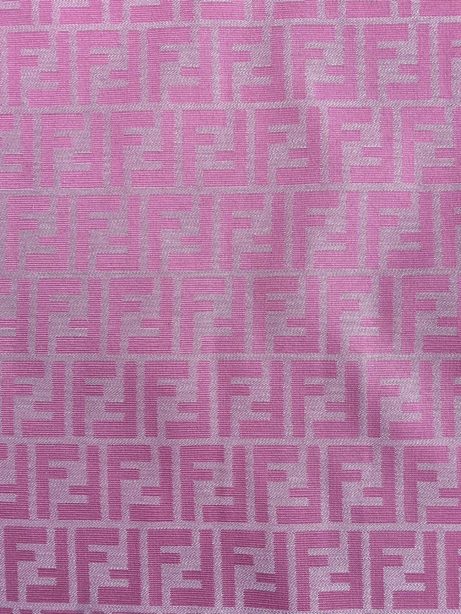 Girl Pink FF Fendi Jacquard Fabric for Sewing Custommade Handmade Car Upholstery - mingfabricstore
