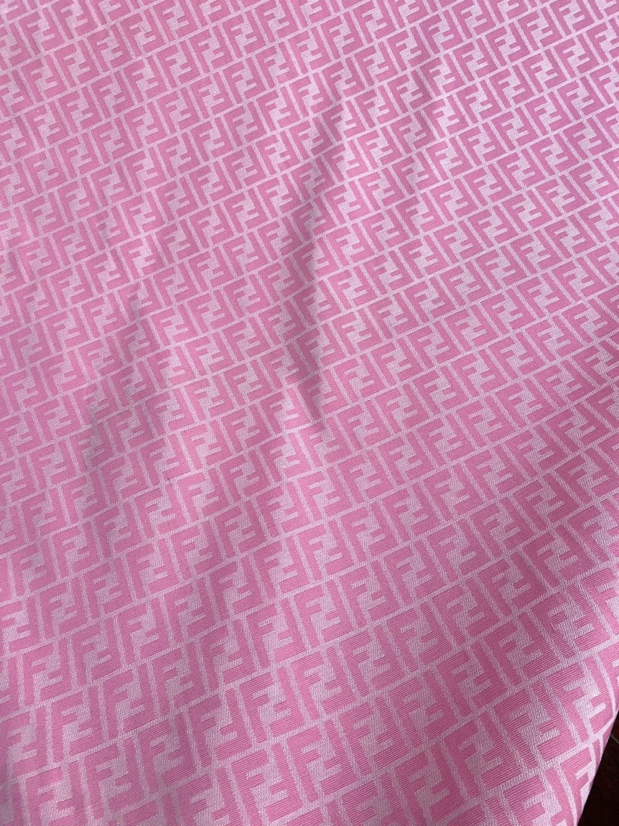 Girl Pink FF Fendi Jacquard Fabric for Sewing Custommade Handmade Car Upholstery - mingfabricstore