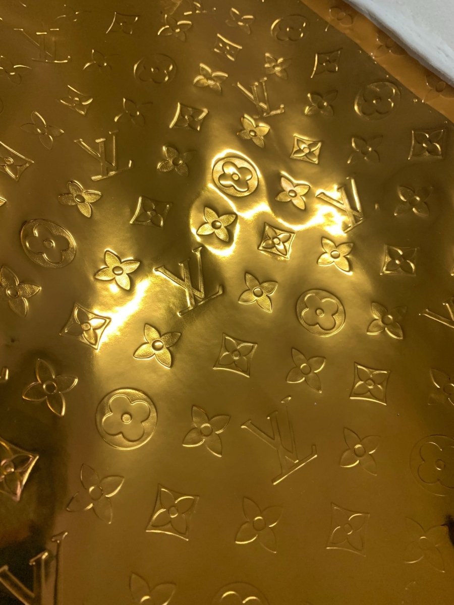 Gold Embossed LV Leather Fabric - mingfabricstore