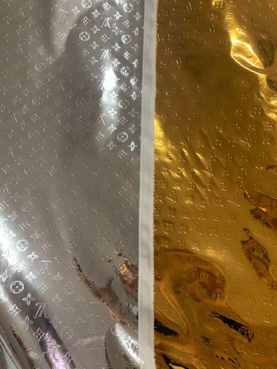 Gold Embossed LV Leather Fabric - mingfabricstore