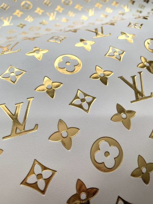 Golden Embossed LV Leather for Custom - mingfabricstore