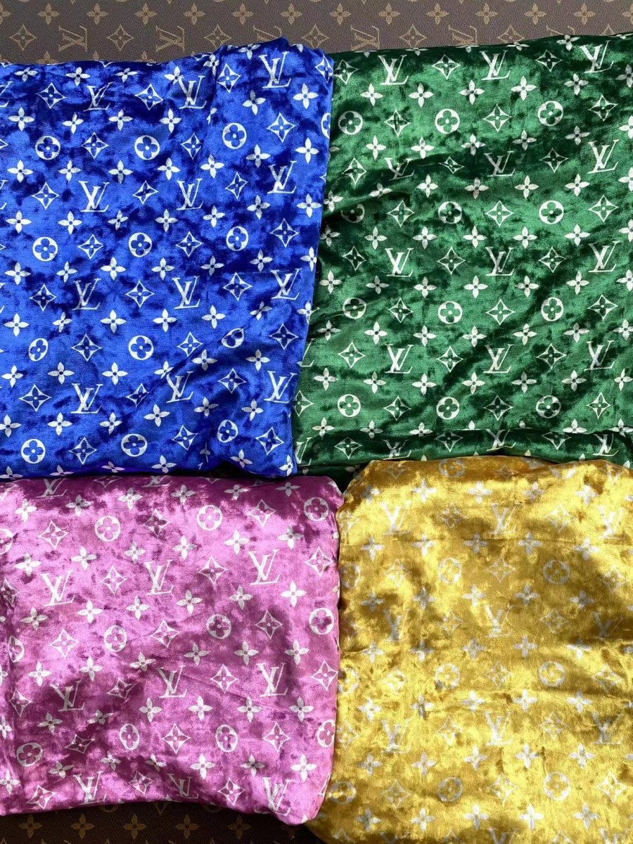 Golden Luxury Louis Vuitton Velvet Fabric for Bespoke Car Wrap - mingfabricstore