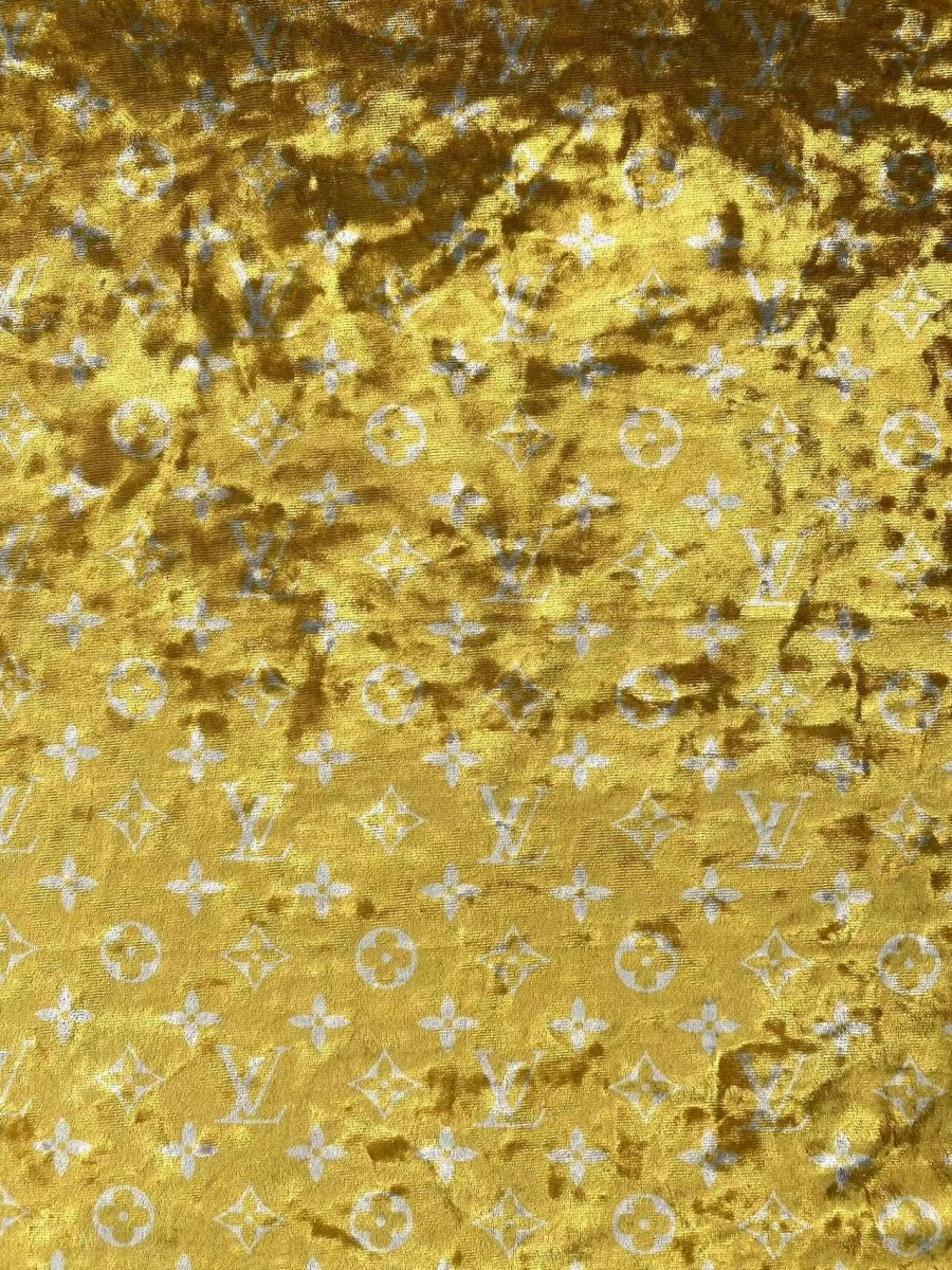 Golden Luxury Louis Vuitton Velvet Fabric for Bespoke Car Wrap - mingfabricstore