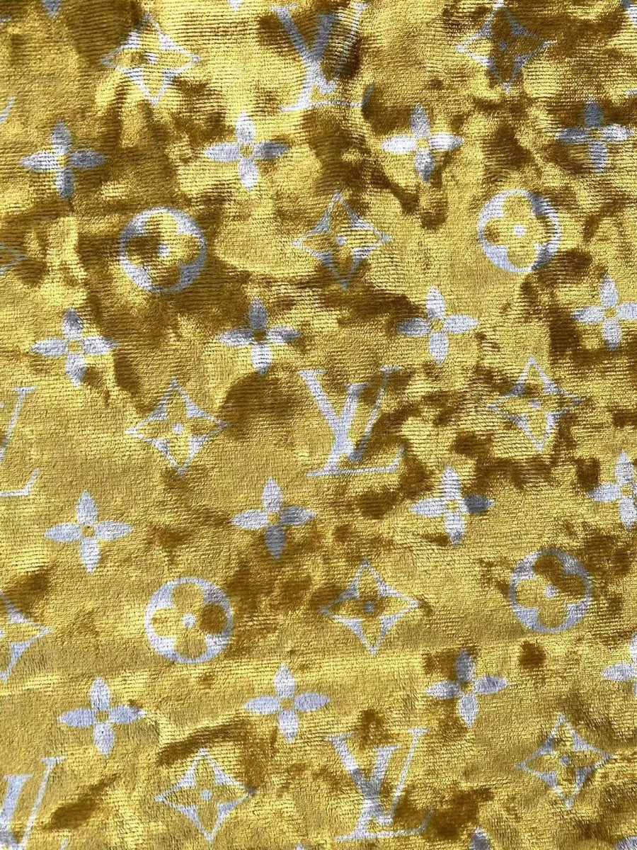 Golden Luxury Louis Vuitton Velvet Fabric for Bespoke Car Wrap - mingfabricstore