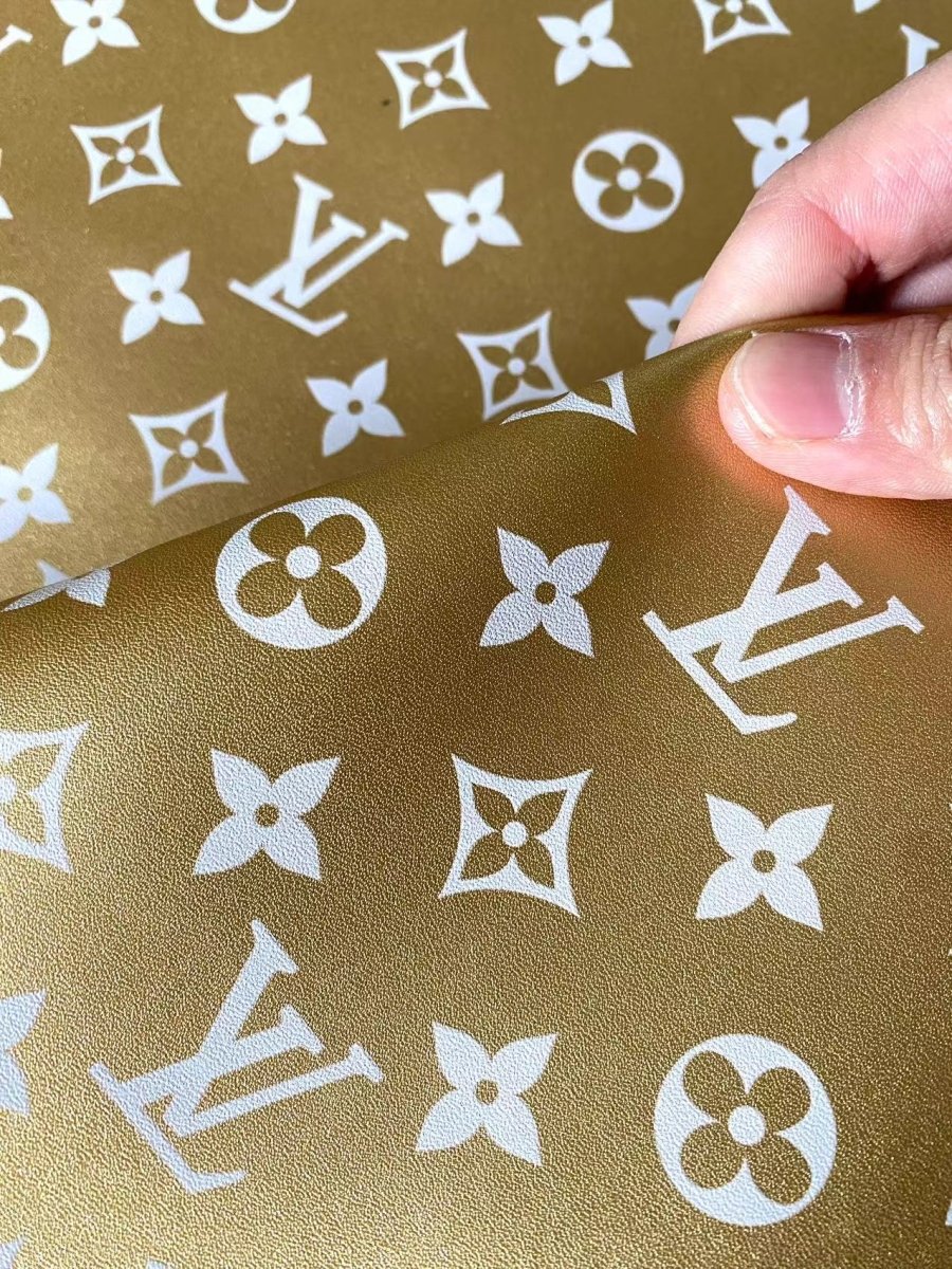 Golden Metallic Louis Vuitton Leather Sheet for Bag - mingfabricstore