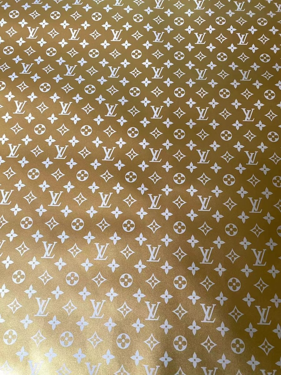 Golden Metallic Louis Vuitton Leather Sheet for Bag - mingfabricstore