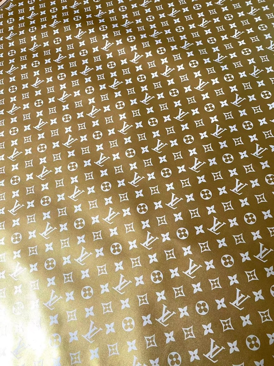 Golden Metallic Louis Vuitton Leather Sheet for Bag - mingfabricstore