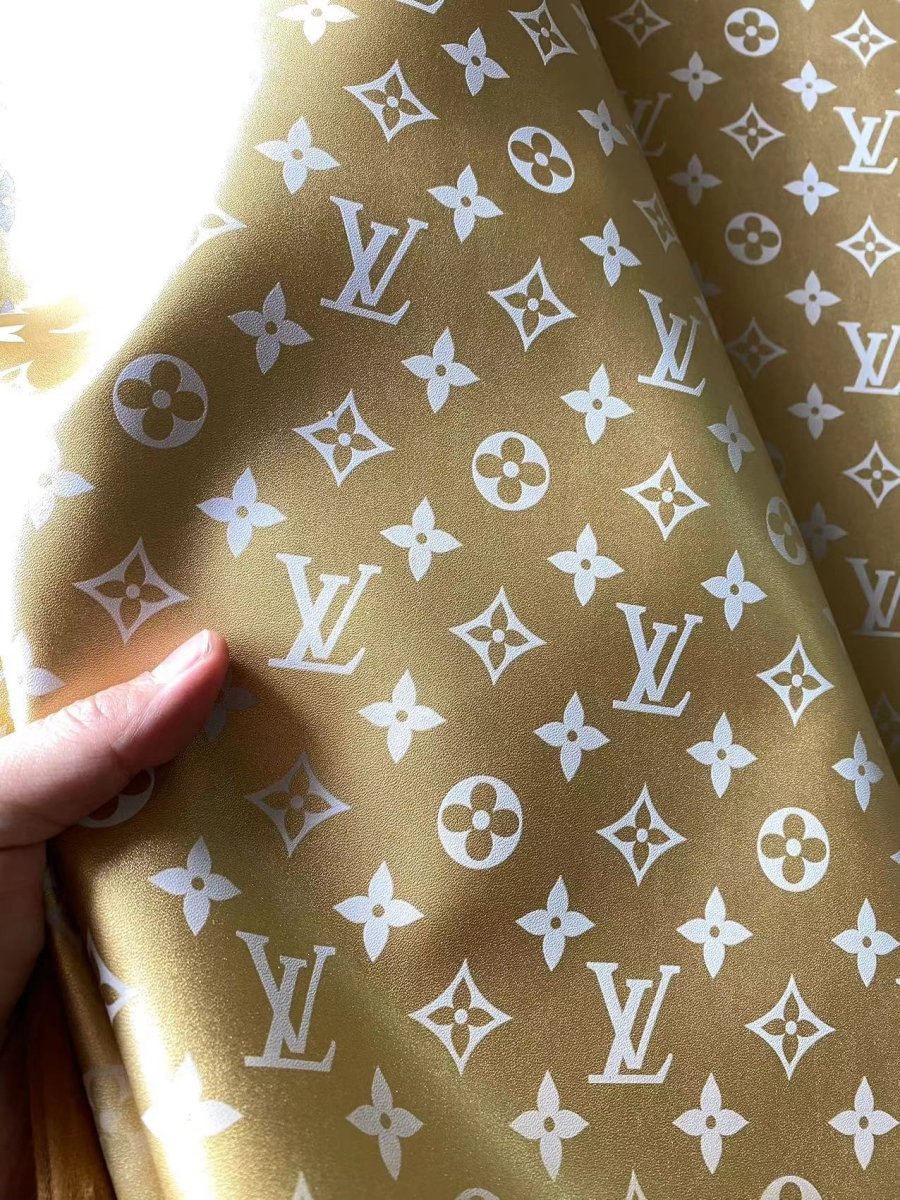 Golden Metallic Louis Vuitton Leather Sheet for Bag - mingfabricstore