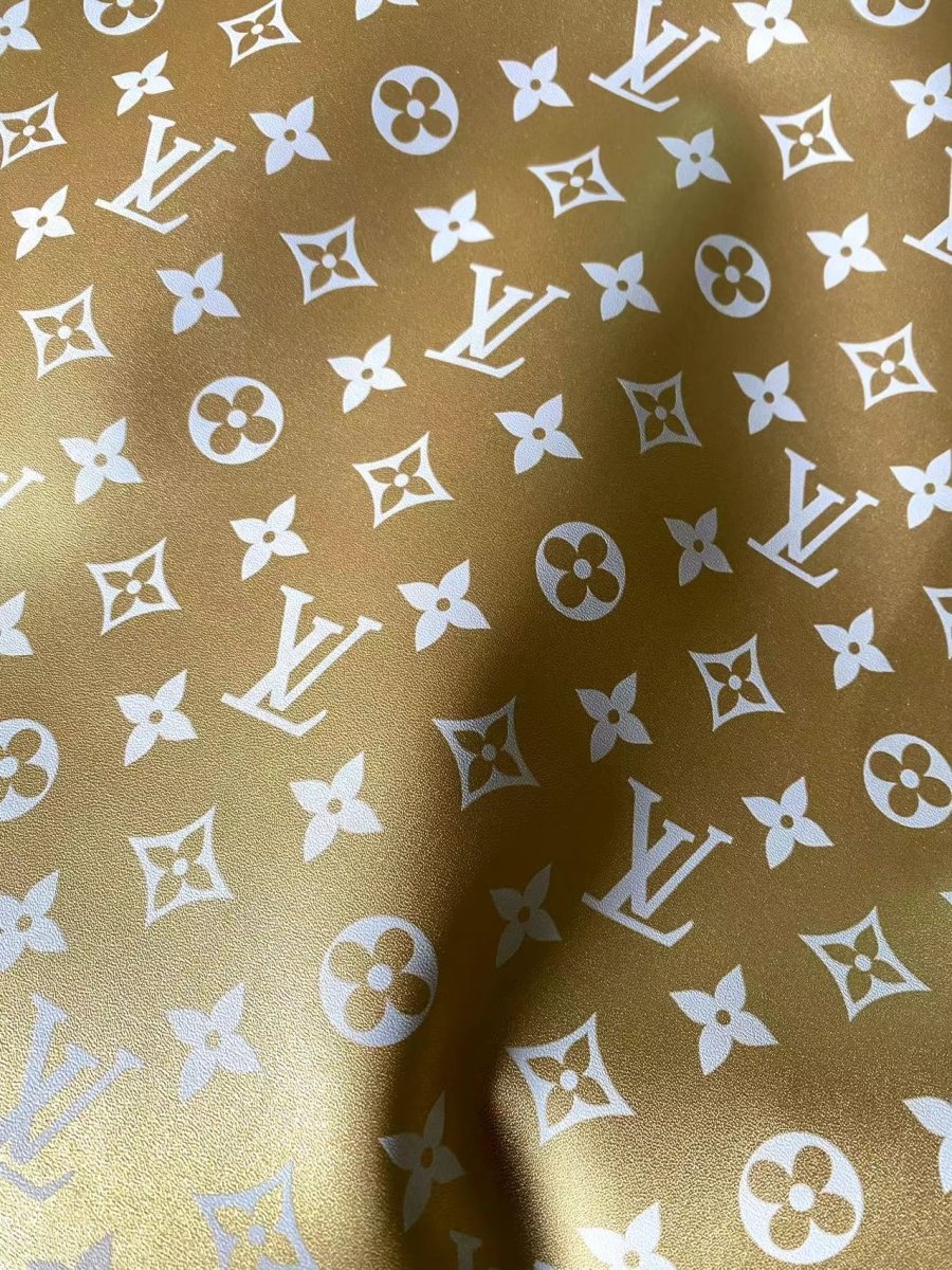 Golden Metallic Louis Vuitton Leather Sheet for Bag - mingfabricstore