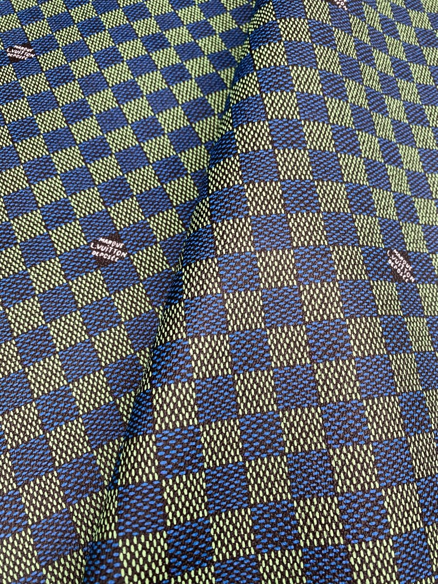 Green Blue Louis Vuitton Damier LV Leather for Handmade Custom DIY Creation Sneakers Bag - mingfabricstore