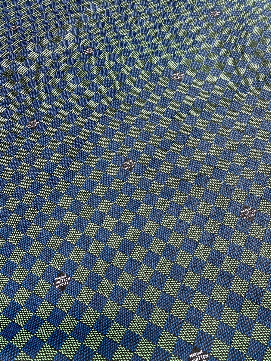 Green Blue Louis Vuitton Damier LV Leather for Handmade Custom DIY Creation Sneakers Bag - mingfabricstore