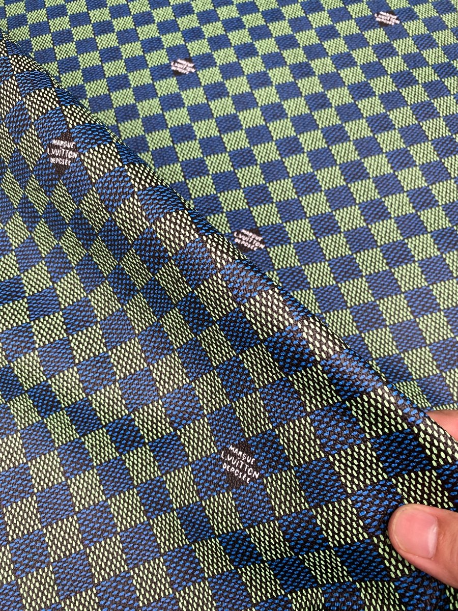 Green Blue Louis Vuitton Damier LV Leather for Handmade Custom DIY Creation Sneakers Bag - mingfabricstore