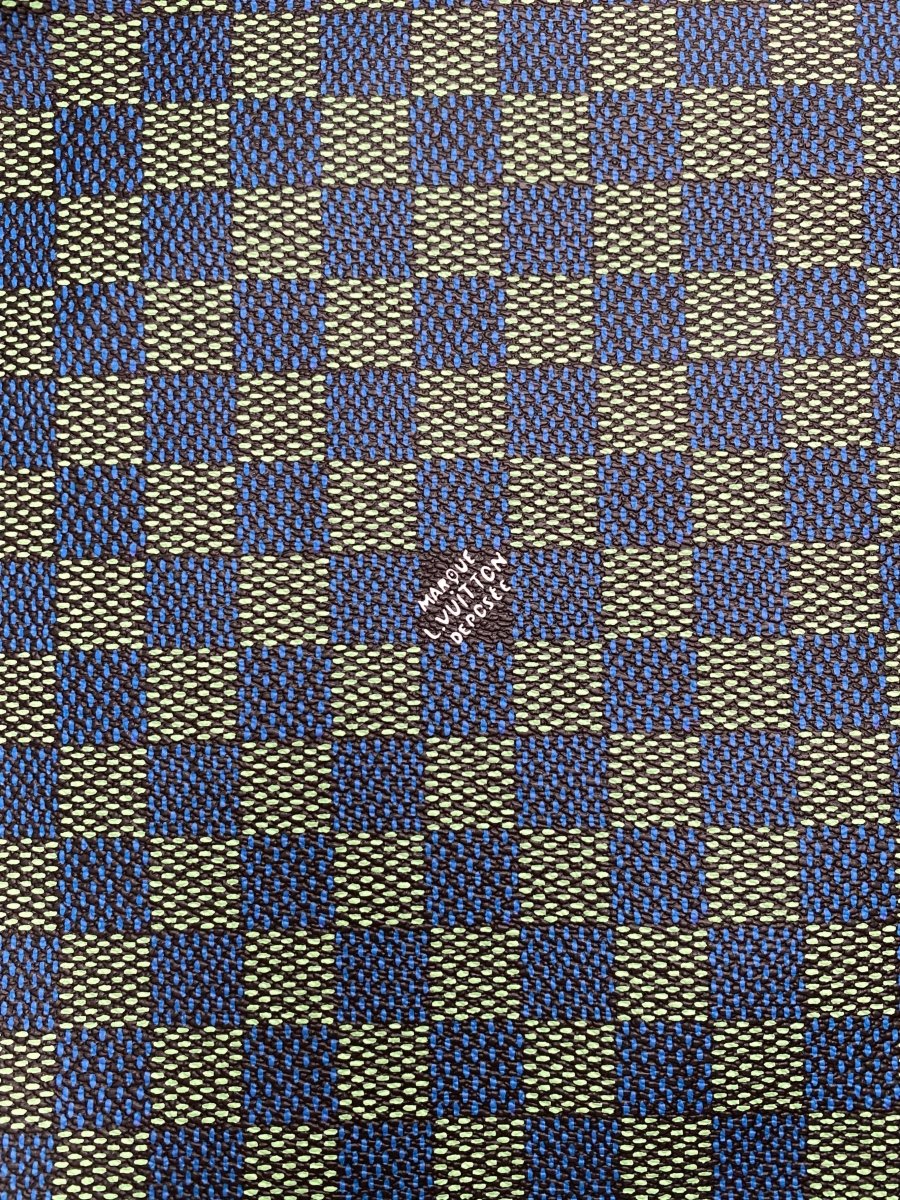 Green Blue Louis Vuitton Damier LV Leather for Handmade Custom DIY Creation Sneakers Bag - mingfabricstore