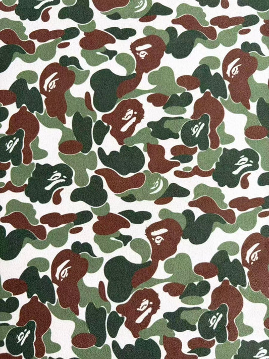 Green Camo Bape Suede Upholstery Fabric for Car Headliner Speaker Cover DIY - mingfabricstore