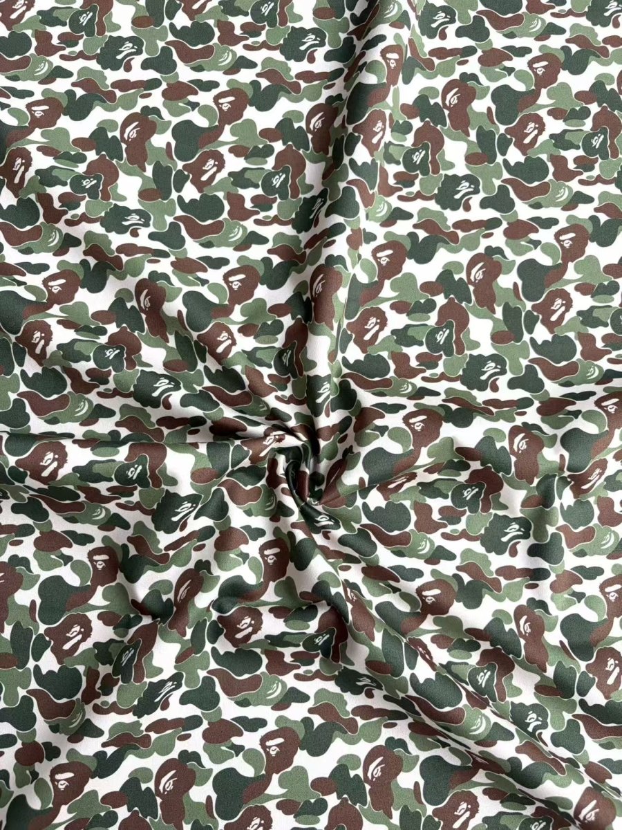 Green Camo Bape Suede Upholstery Fabric for Car Headliner Speaker Cover DIY - mingfabricstore