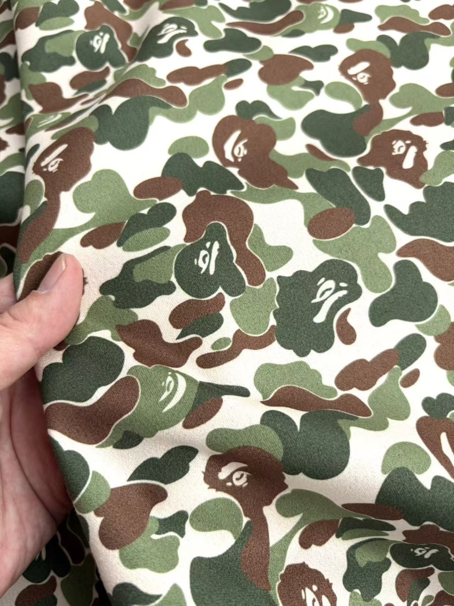 Green Camo Bape Suede Upholstery Fabric for Car Headliner Speaker Cover DIY - mingfabricstore