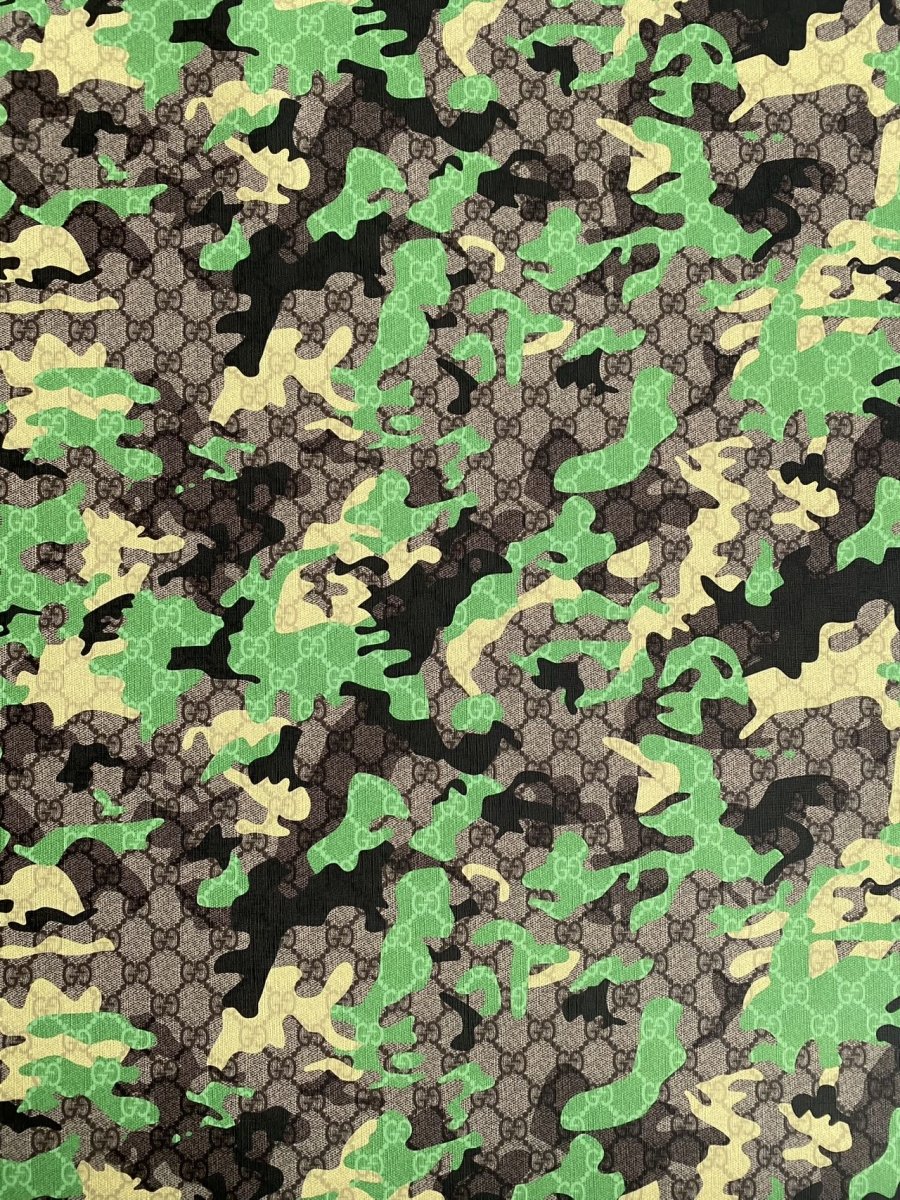 Green Camo Gucci Shoe Leather Sheet Sewing DIY Sold by Yard - mingfabricstore