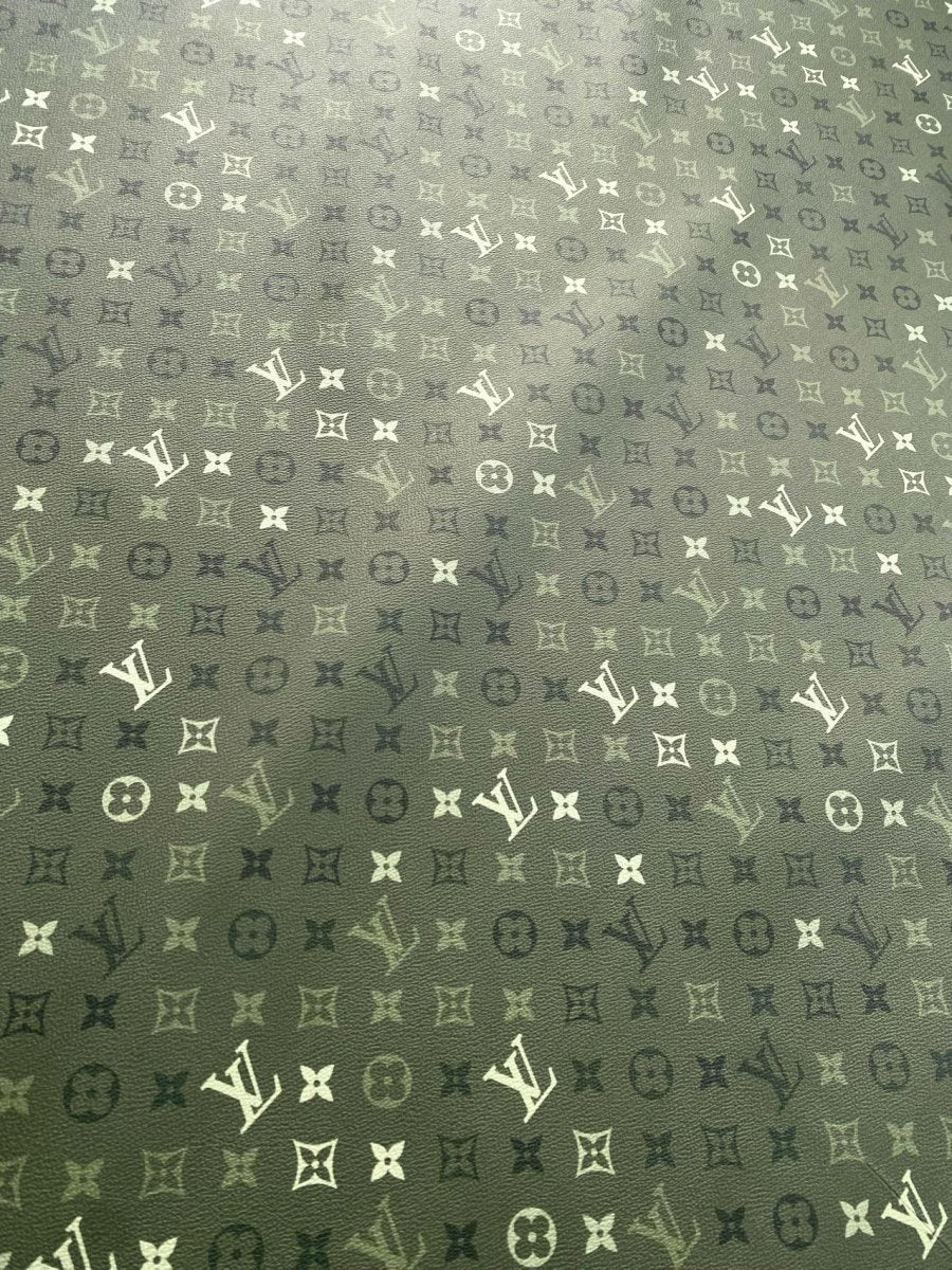 Green Camouflage Louis Vuitton Designer Shoe Leather Car Wrap - mingfabricstore