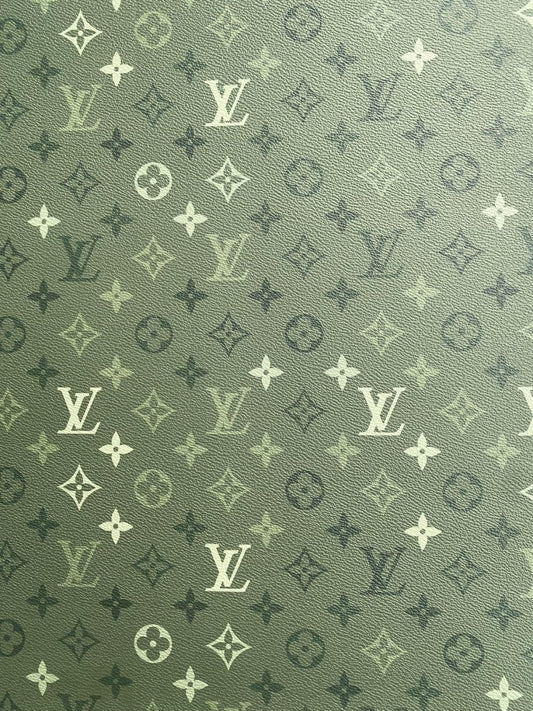 Green Camouflage Louis Vuitton Designer Shoe Leather Car Wrap - mingfabricstore