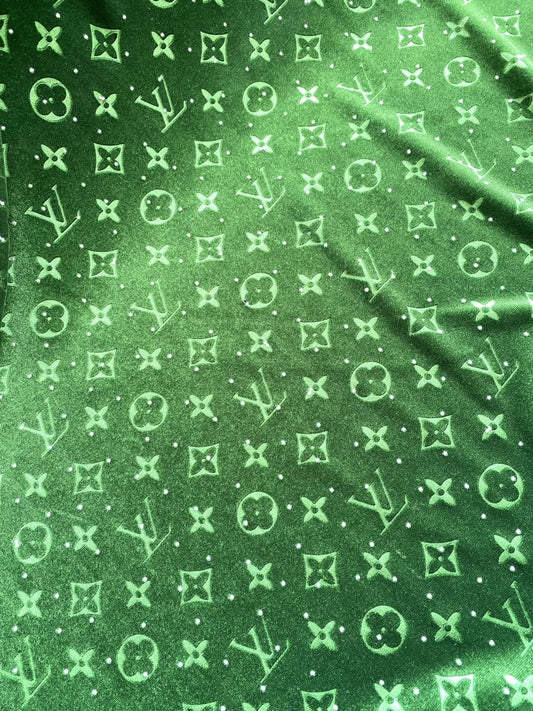 Green Diamond Fabric Louis Vuitton LV Velvet Fabric for Sneaker - mingfabricstore