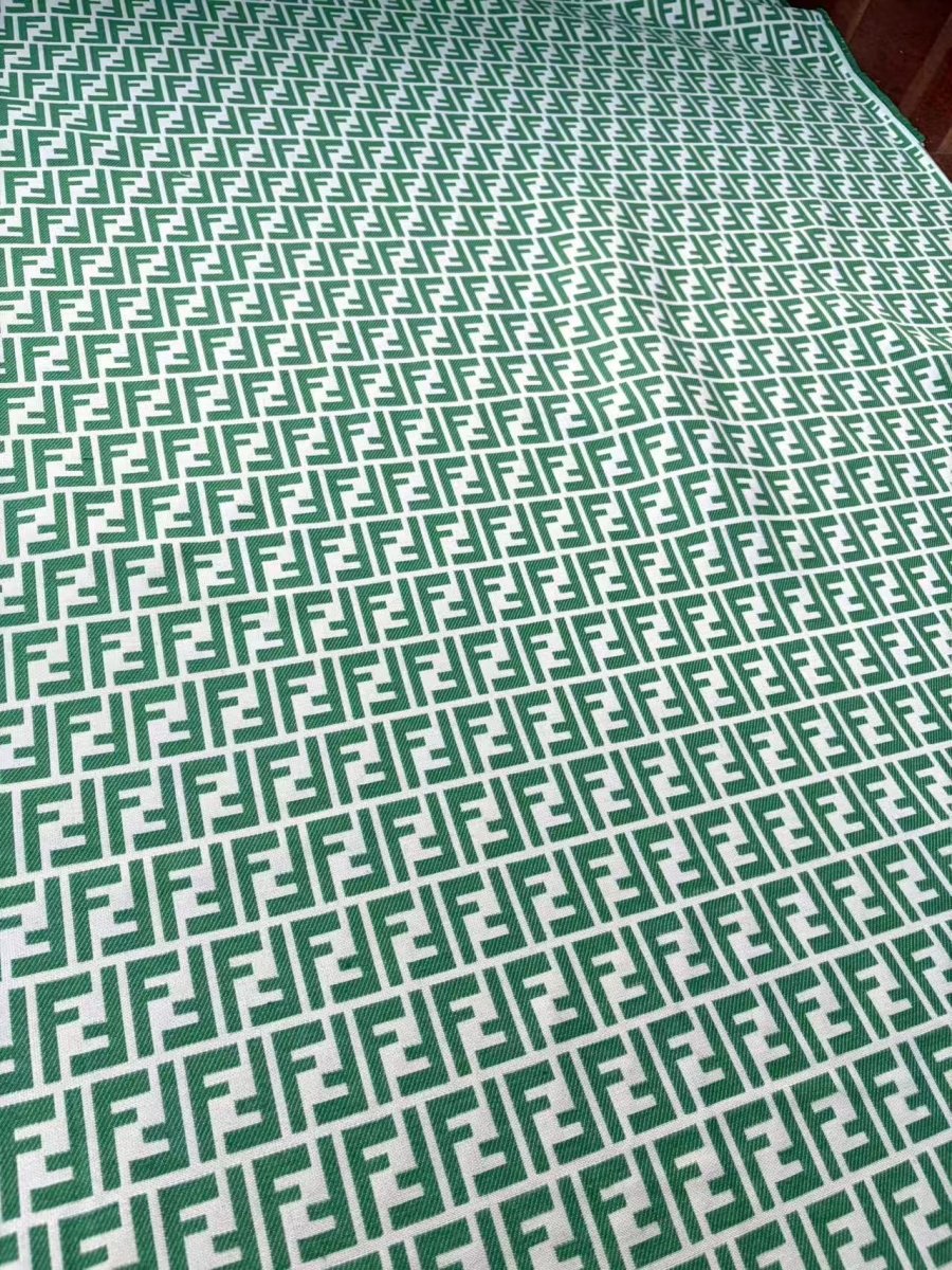 Green Fendi FF Jacquard Sewing Designer Fabric Sold by Yard - mingfabricstore