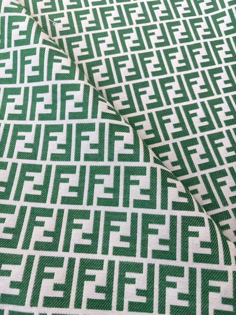 Green Fendi FF Jacquard Sewing Designer Fabric Sold by Yard - mingfabricstore