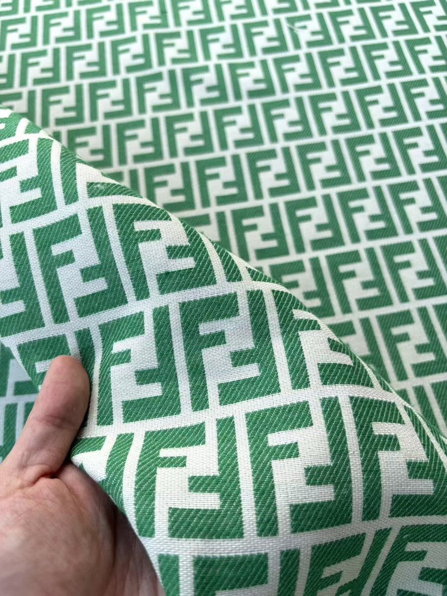 Green Fendi FF Jacquard Sewing Designer Fabric Sold by Yard - mingfabricstore