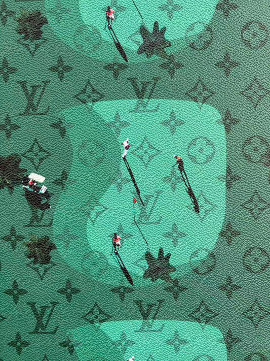 Green Golf Louis Vuitton Leather Sheet for DIY Crafts Custom Projects - mingfabricstore