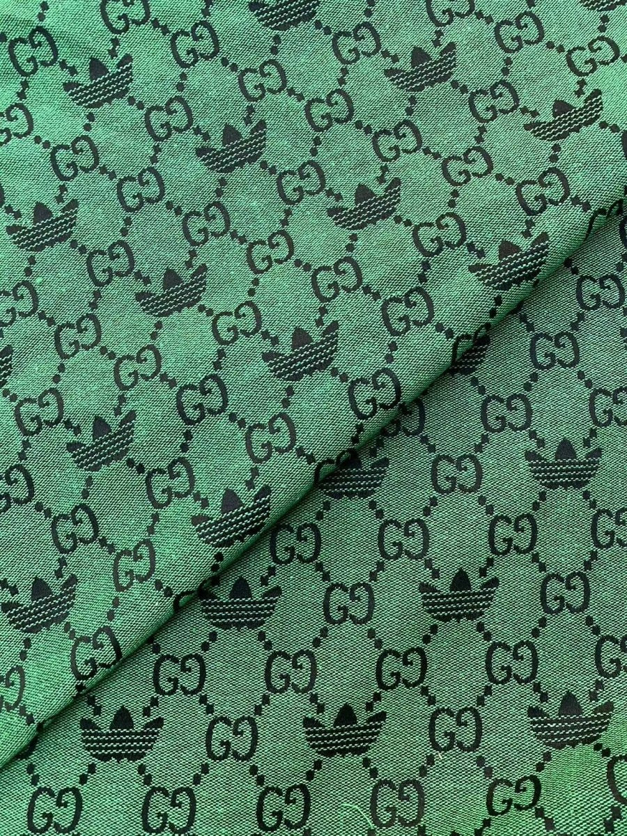 Green Gucci Adidas Jacquard Clothing Designer Fabric for Sewing Custom DIY - mingfabricstore