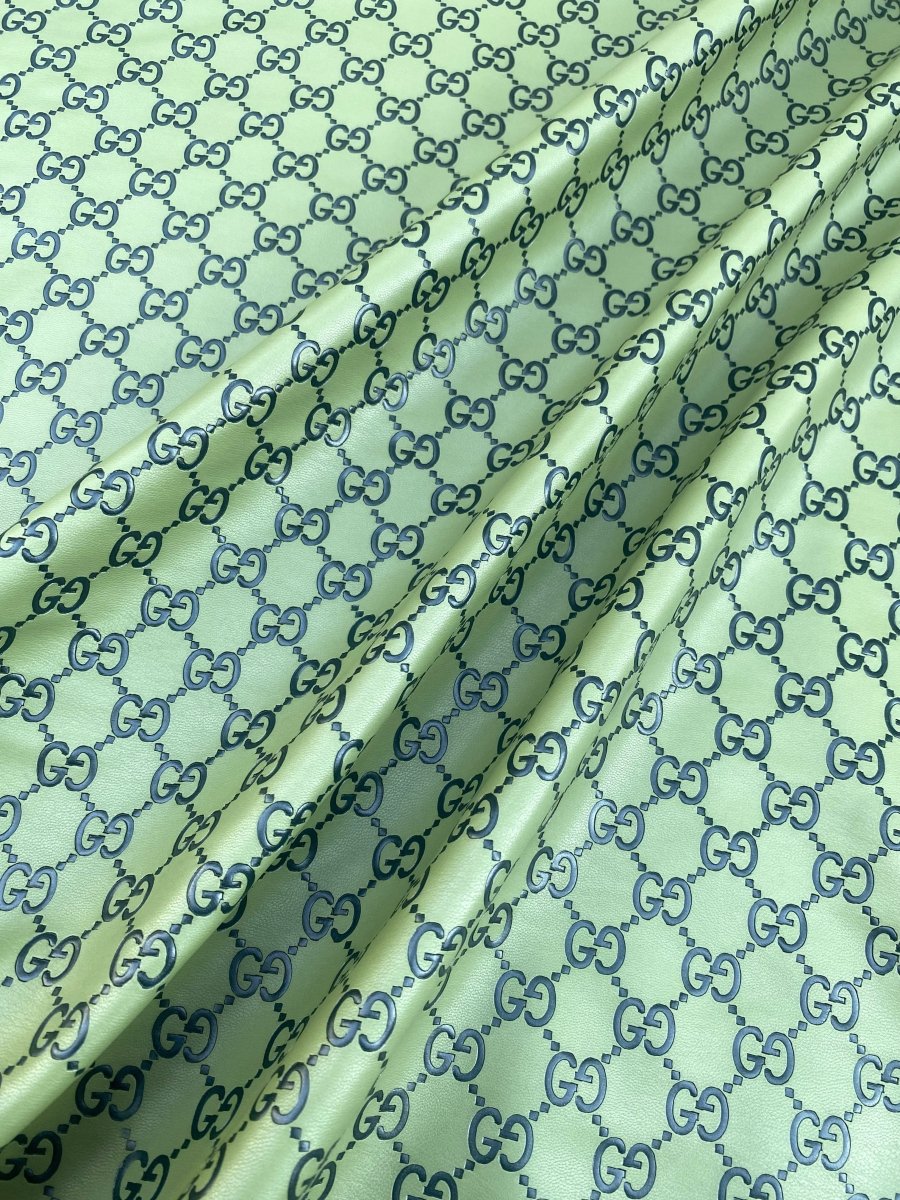 Green Gucci Embossed Napa Leather for Handmade Car Seat Upholstery Custom - mingfabricstore