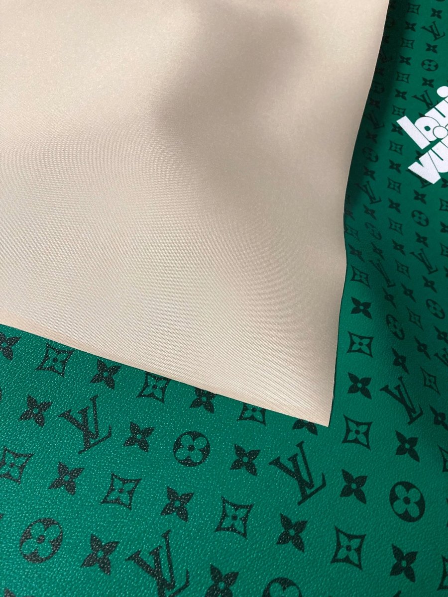 Green LV White Letter Customize Leather for Bag - mingfabricstore