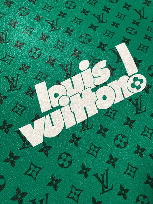 Green LV White Letter Customize Leather for Bag - mingfabricstore