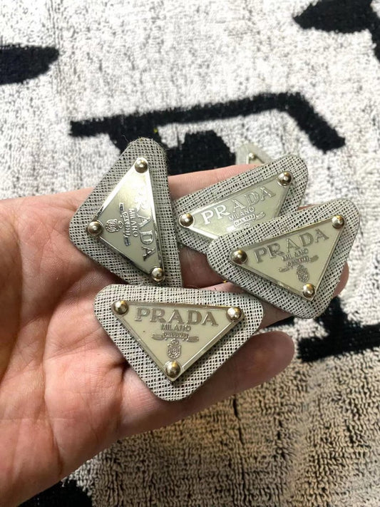 Grey Prada Badge Emblem Metal Handmade Accessory - mingfabricstore