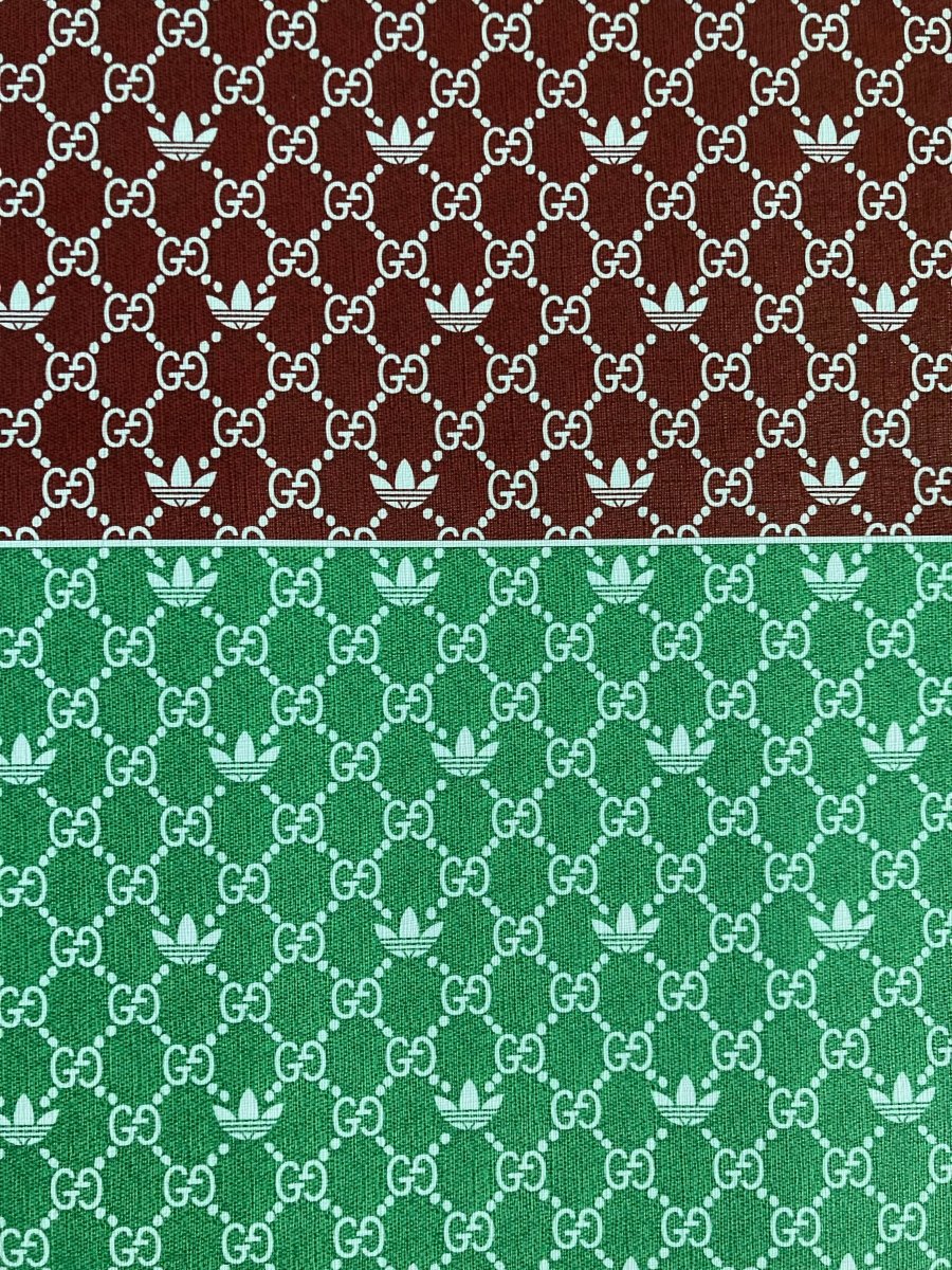 Gucci Adidas Green Vinyl Leather Fabric for Handmade Crafts Custom Sneakers - mingfabricstore