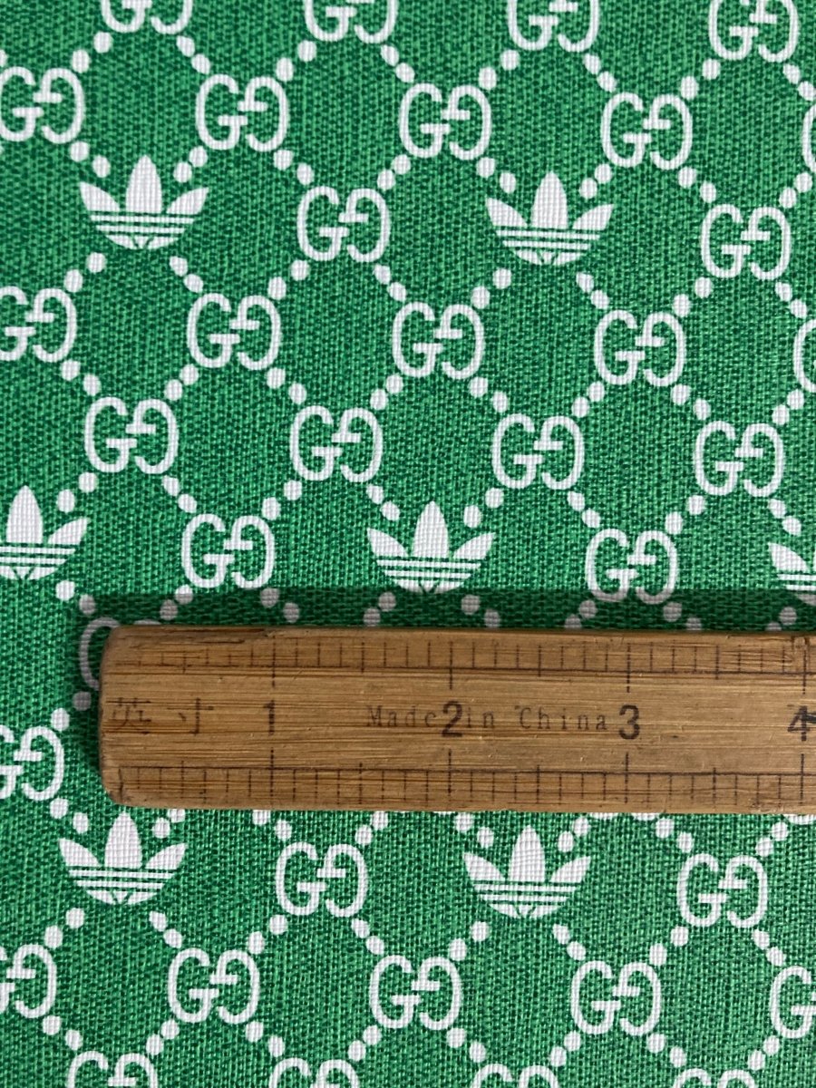 Gucci Adidas Green Vinyl Leather Fabric for Handmade Crafts Custom Sneakers - mingfabricstore