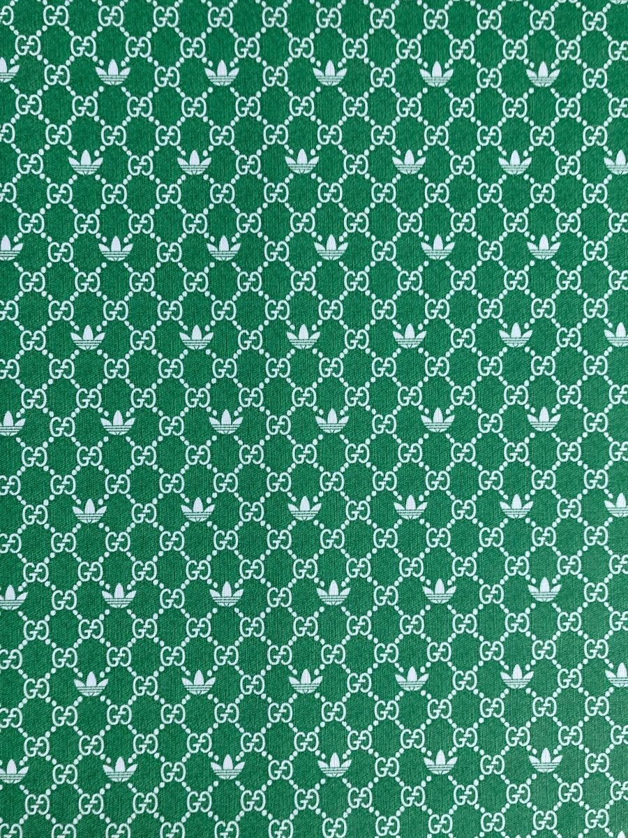 Gucci Adidas Green Vinyl Leather Fabric for Handmade Crafts Custom Sneakers - mingfabricstore