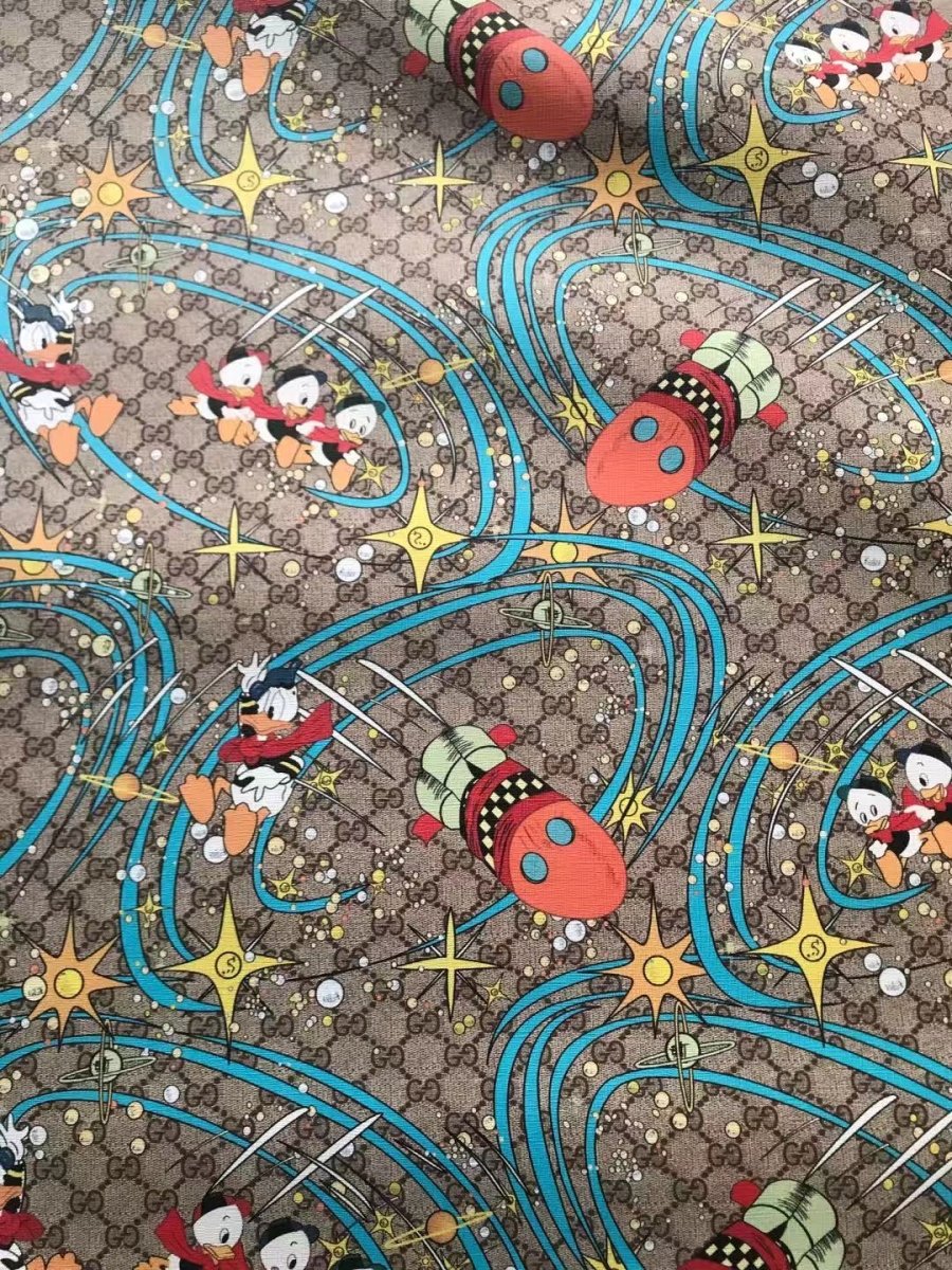 Gucci Cartoon Disney Donald Duck Leather for Bag - mingfabricstore