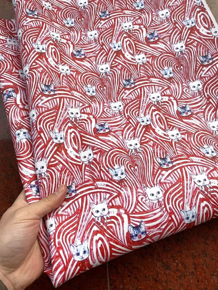 Gucci Cat Designer Faux Leather Vinyl Fabric for Handmade Sewing Project Custom Sneakers - mingfabricstore