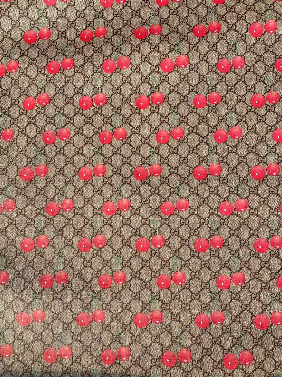 Gucci Cherry Designer Custom DIY Leather Fabric - mingfabricstore