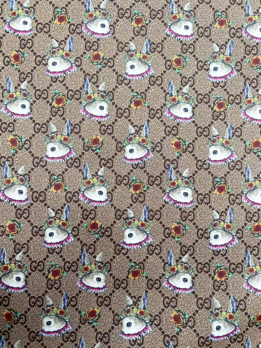 Gucci Easter Bunny Design Leather Fabric Vinyl for DIY Crafting Sewing Custom - mingfabricstore