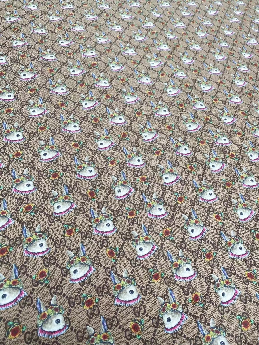 Gucci Easter Bunny Design Leather Fabric Vinyl for DIY Crafting Sewing Custom - mingfabricstore